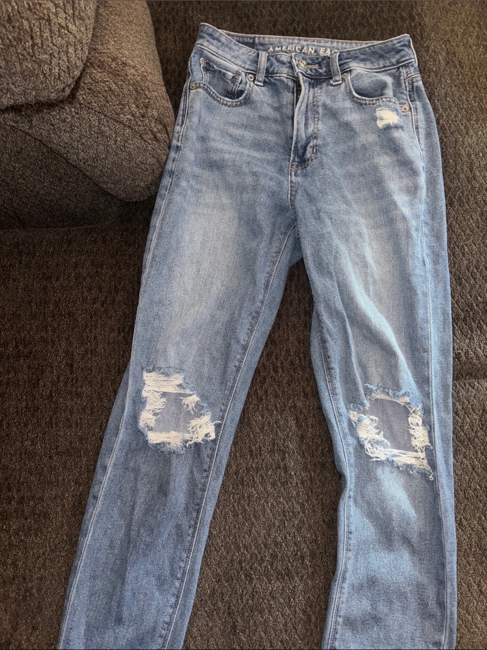 American Eagle Outfitters Light Blue Ripped High-Rise Skinny Jeans
